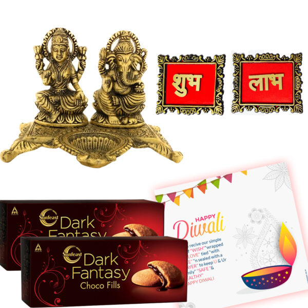 Diwali Celebrations Gourmet Gift Basket Hamper Metal Lord Idol Laxmi