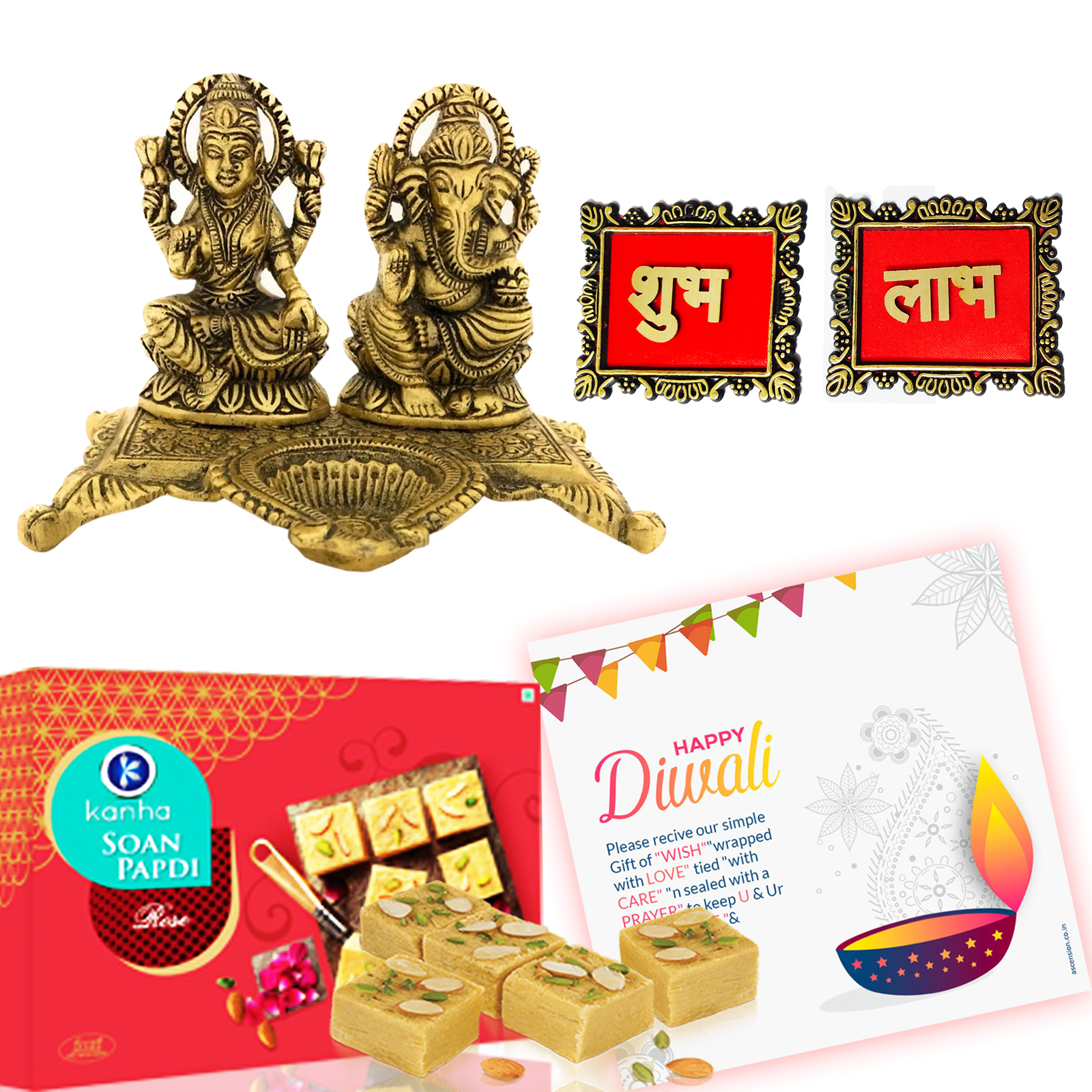 Diwali Celebrations Gourmet Gift Basket Hamper Metal Lord Idol Laxmi ...