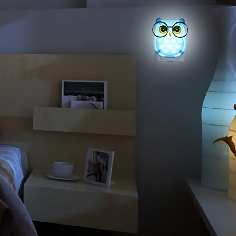 Owl LED Plug in Night Light for Kids Wall Lamp Take Good Care Children