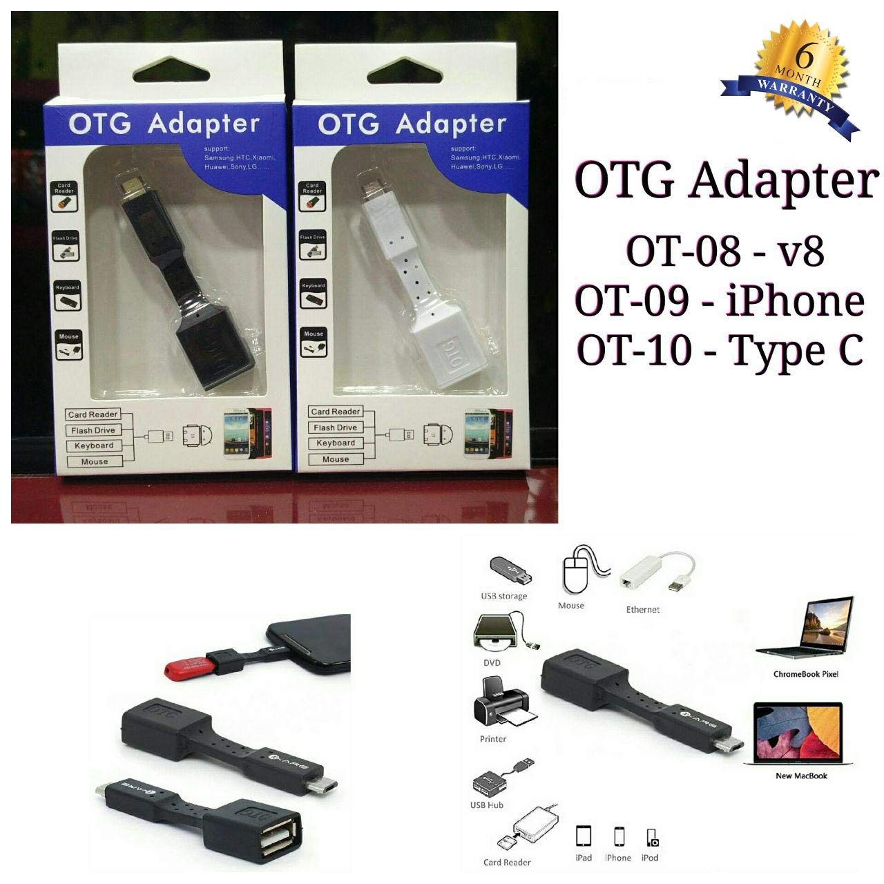 Usb A To Ausb C To Usb 3.0 Otg Adapter Cable For Macbook, Samsung, Huawei