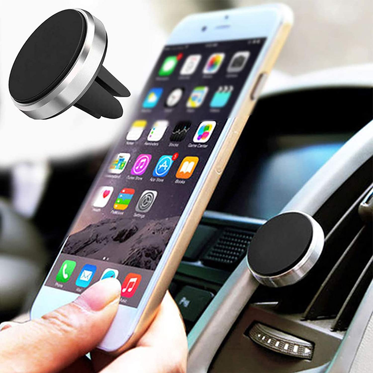 Mini Magnetic in Car Phone Holder 360 Rotating Degrees Air Vent Mount ...