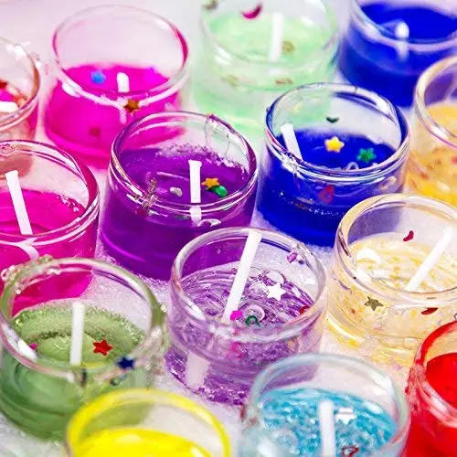Multicolour Mini Dark Little Big Cute Romantic Glass Jelly Gel Candle Combo Tealight for Decoration Decorative Deepawali Deepak Diya Gifts