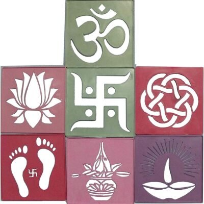 10 Different Design Draw Rangoli Making Kit Rangoli Stamp Om Swastik Flower Design Colourful Rangoli Making Stencils