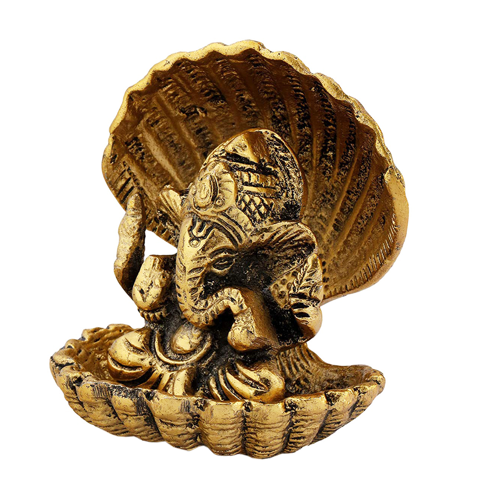 Designer Metal Lord Ganesha Statue Golden Brass Hindu God Seed Ganesh ...