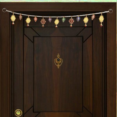 Golden Om Ganesh ji Leaf Pearl Traditional Subh Labh Art Handmade Door Bandarwal toran for Home Door Home Décor Hangings Decoration