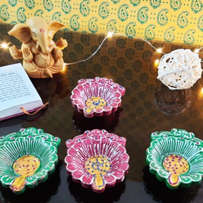 4 Designer Diya Deepak Special Reusable Diya Colourful Earthen Designer Diya Handmade Mitti Ke Deepak Diye Designer Terracotta Decorative Diwali Deepak