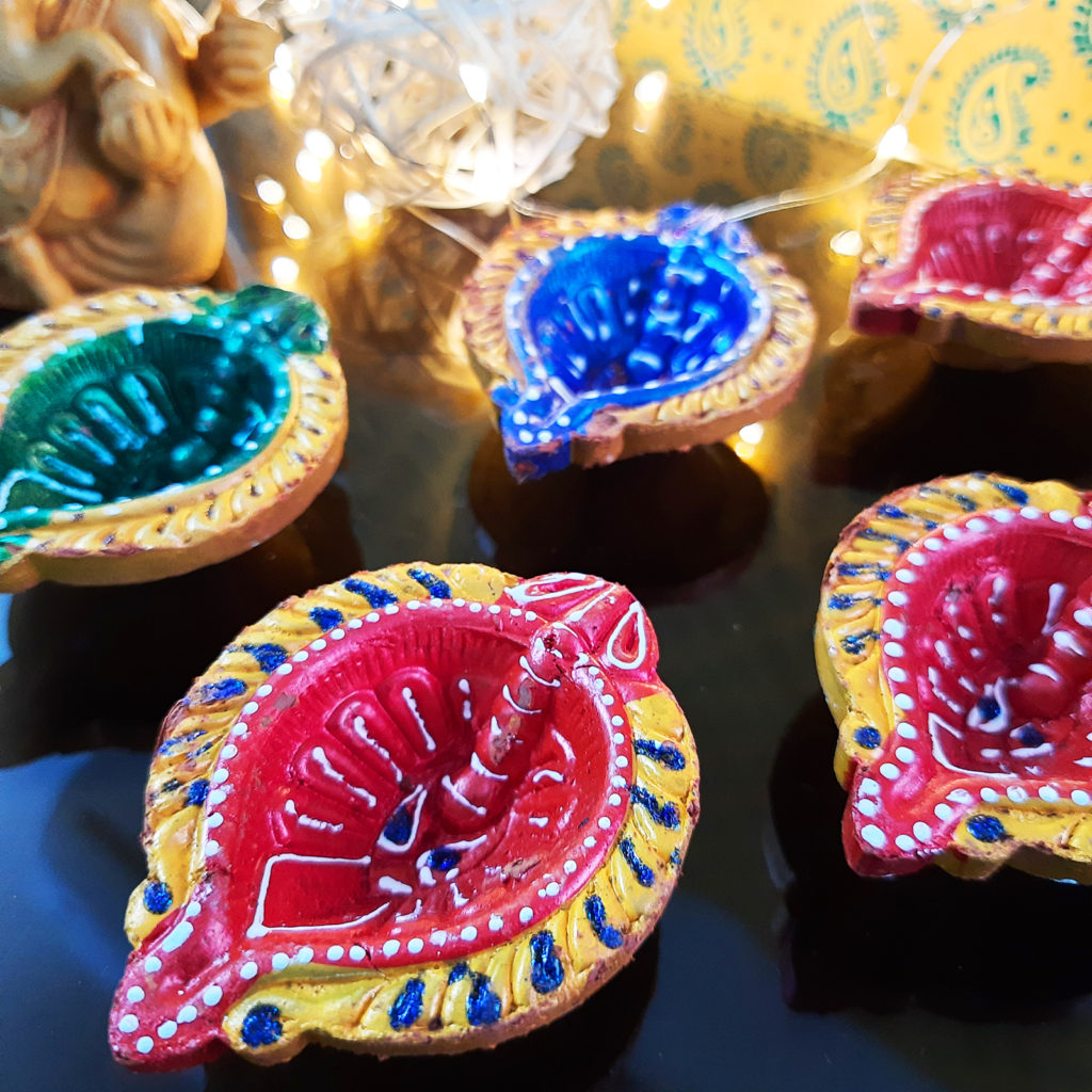 Set of 12 Designer Diya Deepak Special Reusable Diya Colourful Earthen ...