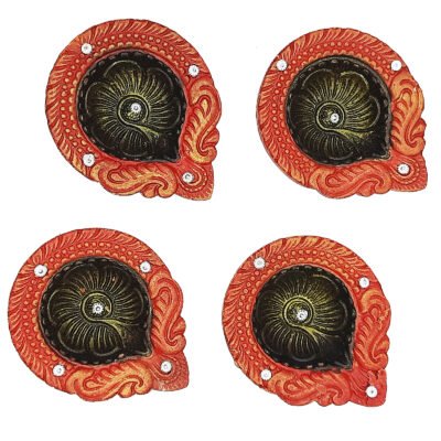 4 Designer Diya Deepak Special Reusable Diya Colourful Earthen Designer Diya Handmade Mitti Ke Deepak Diye Designer Oil Diya Terracotta Decorative Diwali Deepak