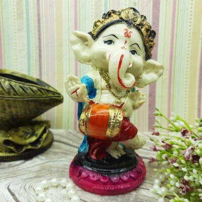 Ascension Handcrafted Polyresin Eco Friendly Lord Ganesha Ganpati Idol Figurine Lord Ganesha Statue Showpiece for Home Decoration Diwali Puja Home Decoration Festival Gifts (Multicolor)