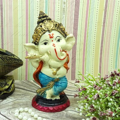 Ascension Handcrafted Polyresin Eco Friendly Lord Ganesha Ganpati Idol Figurine Lord Ganesha Statue Showpiece for Home Decoration Diwali Puja Home Decoration Festival Gifts (Multicolor)