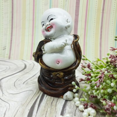 Ascension Handcrafted Cute Child Monk Showpiece Laughing Baby Buddha Baby Laughing Buddha Colorful Best Home Décor Showpiece Home Office Decor/Baby Monk Statue, Vaastu (Brown)