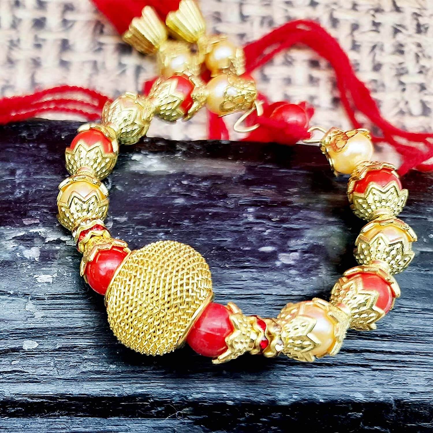 golden kundan pearl lumba rakhi rakhi for sister bhabhi lumba rakha bandhan rakhi