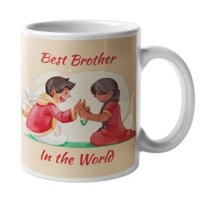 Best Brother in The World Printed Ceramic Coffee Mug for Gifts Brother Sister 350ml