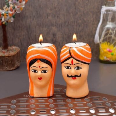 Rajasthani tealight candle holder Rajasthani tealight candle holder for decoration Rajasthani tealight candle for diwali decoration Rajasthani candle tealight holder Rajasthani couple banna banni tealight candle holder