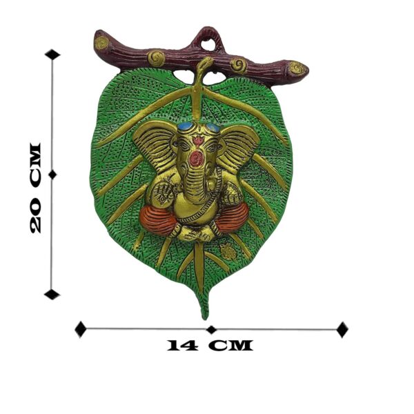 Ganpati Metal Green Lord Leaf Ganesh Metal Green Lord Leaf Ganesh Idol Patta Statue Decorative Wall Hanging Showpiece Figurine Ganpati Metal Green Lord Leaf Ganesh Idol Patta Metal Statue