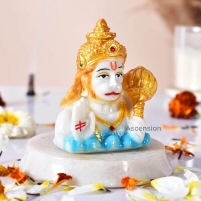 hanuman ji Statues for Home décor hanuman ji murti for car dashbord Bajrang Bali Ji murti for offce table Showpiece Figurine Marble hanuman Statue for pooja room gifting items polyresin statues