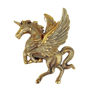Brass Wall Hanging Flying Angel Horse Brass Wall Hanging Flying Angel Horse Statue Wall Decor Pegasus Animal Feng Shui Decorative Home Office Decor Showpiece Antique Finish Figurine Flying horse Metal statue