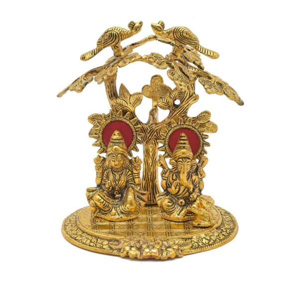 Golden Plated Laxmi Ganesh Tree God idol Murti Murti for Mandir Religious Pooja Gift item Home Decor Itmes Diwali decoration Birthday Gift Table Decor Items or Showcase Decoration Religious Pooja Gift item metal statues