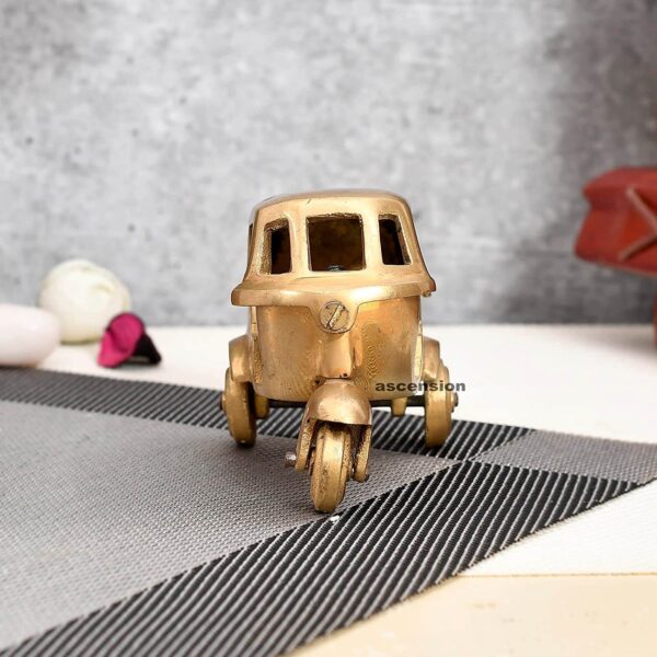 Auto Rickshaw Miniature Brass Decor Showpiece with Antique Finish home decor miniature items home decor items for living room home decor items for living room showpiece home decor items minimalist auto ricksaw metal statues