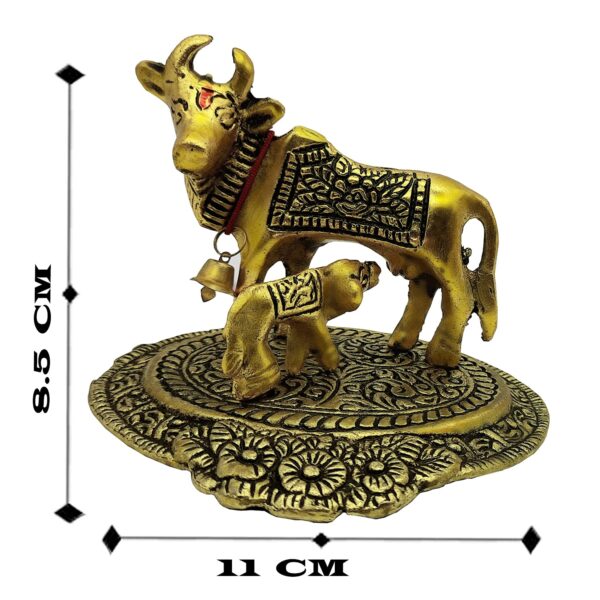 Kamdhenu cow with calf Kamdhenu cow with calf brass Kamdhenu cow with calf statue Kamdhenu cow with calf metal Kamdhenu cow with calf figurine metal idol statue Kamdhenu cow with calf for home décor Metal statues