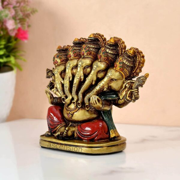 Panchmukhi Lord Ganesha Beautiful Lord Ganesha Car Dashboard Idol Figurine Showpiece ganesh home decoration idols for home decor idols for home decor small idols for gift ganesha idol for gift ganesha polyresin statues