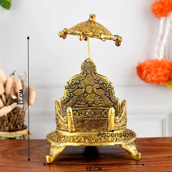 Metal Singhasan Ladoo Gopal SIghasan Pooja Chowki for Temple Oval Shaped sighasan for ladoo gopal Gold Plated Metal God Singhasan metal sighasan for kanha ji metal statues