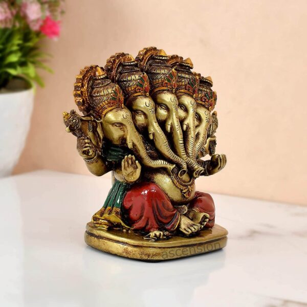 Panchmukhi Lord Ganesha Beautiful Lord Ganesha Car Dashboard Idol Figurine Showpiece ganesh home decoration idols for home decor idols for home decor small idols for gift ganesha idol for gift ganesha polyresin statues