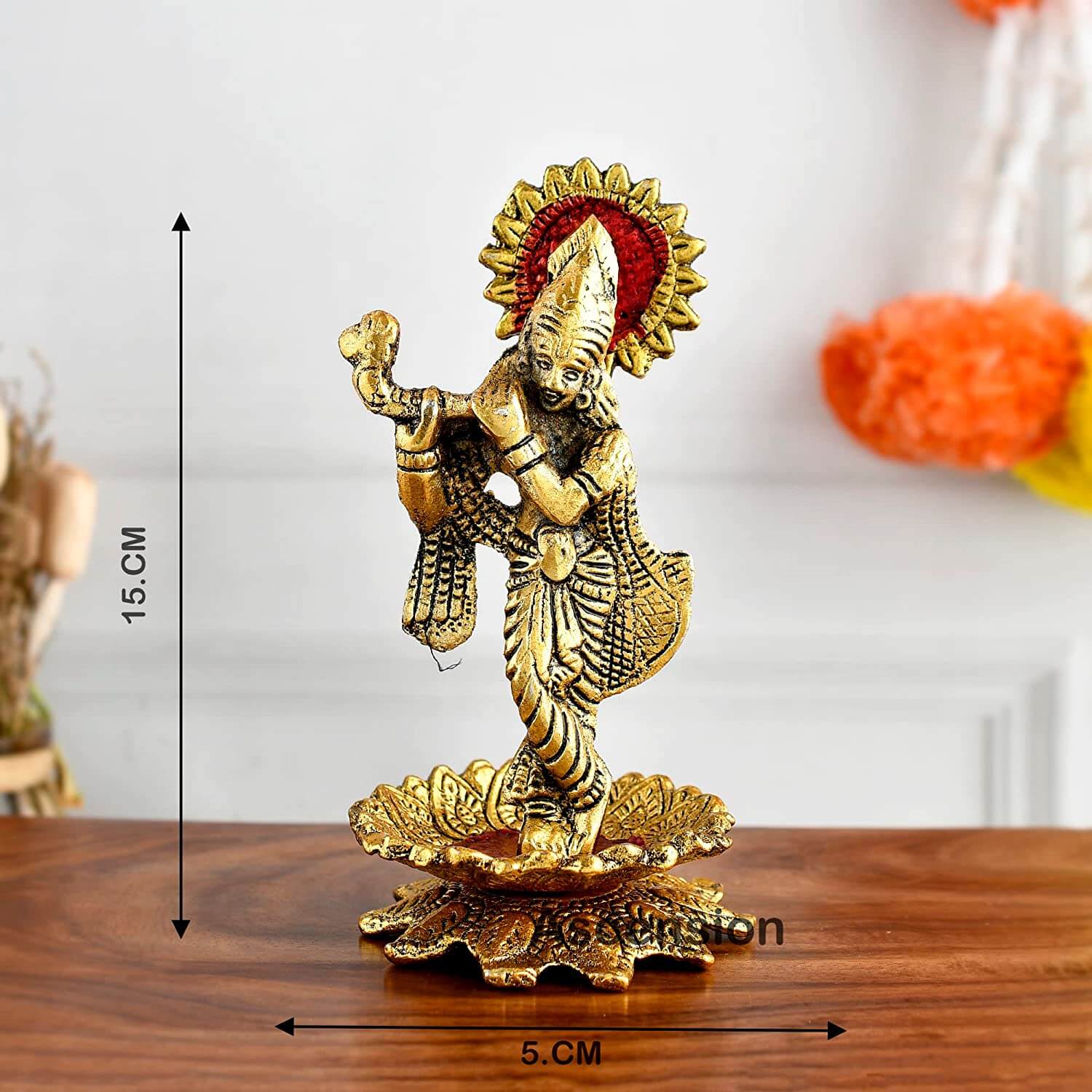 ARTVARKO? Brass Idol Murti of Lord Krishna Statue God Love for Home Decor  Living Room Pooja Temple Sculpture Gift Item Gold Height 13 Inch Big