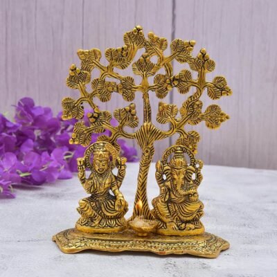 Gold Plated Metal Handicraft Laxmi Ganesh Office Shop Decorative and Gifts Puja Home Mandir Temple and Decorative Showpiece Birthday & Diwali GIfts metal statues