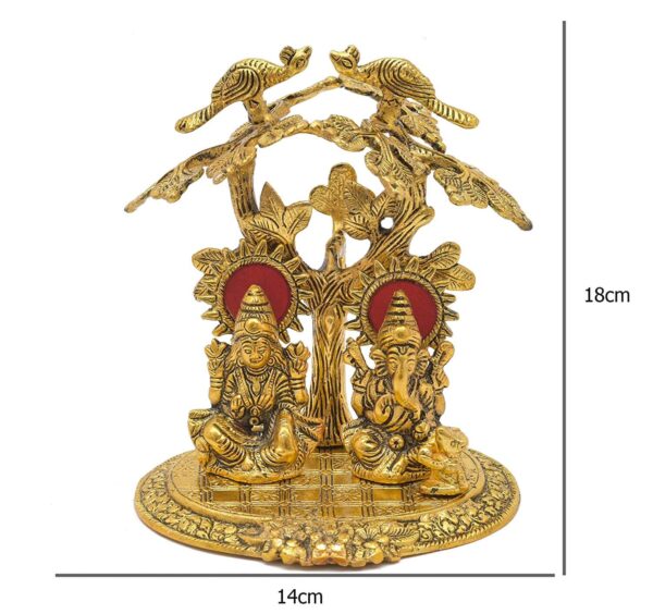 Golden Plated Laxmi Ganesh Tree God idol Murti Murti for Mandir Religious Pooja Gift item Home Decor Itmes Diwali decoration Birthday Gift Table Decor Items or Showcase Decoration Religious Pooja Gift item metal statues