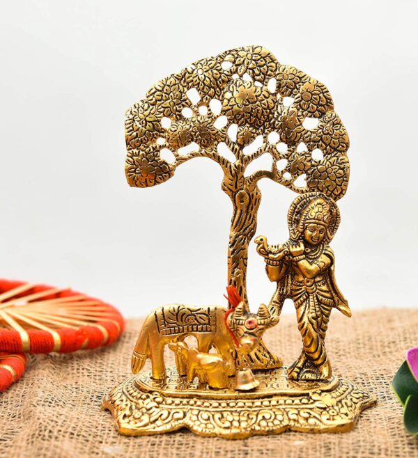 krishna statue krishna cow and calf sculpture metal idol statues idol statues showpiece and figurine religious idol statue decorative idols for home