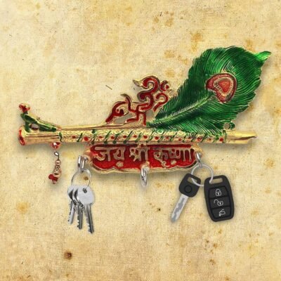 Krishna basuri Mor Pankhi Peacock Painting Key Painting Key Hanger Holder Stand Wall Hanging for Home Decor Keychain Holder Home Decor Keychain Holder,Temple,Event Decoration Keychain Holder