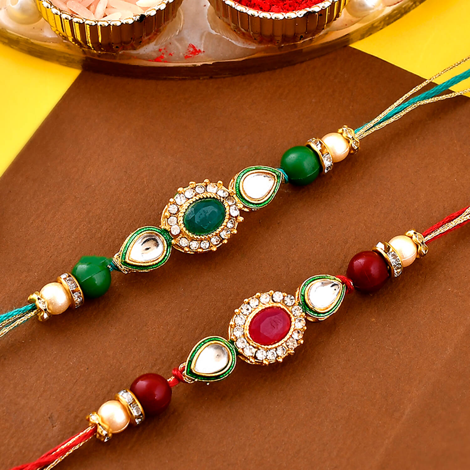 kundab meenakari rakhi for bhai