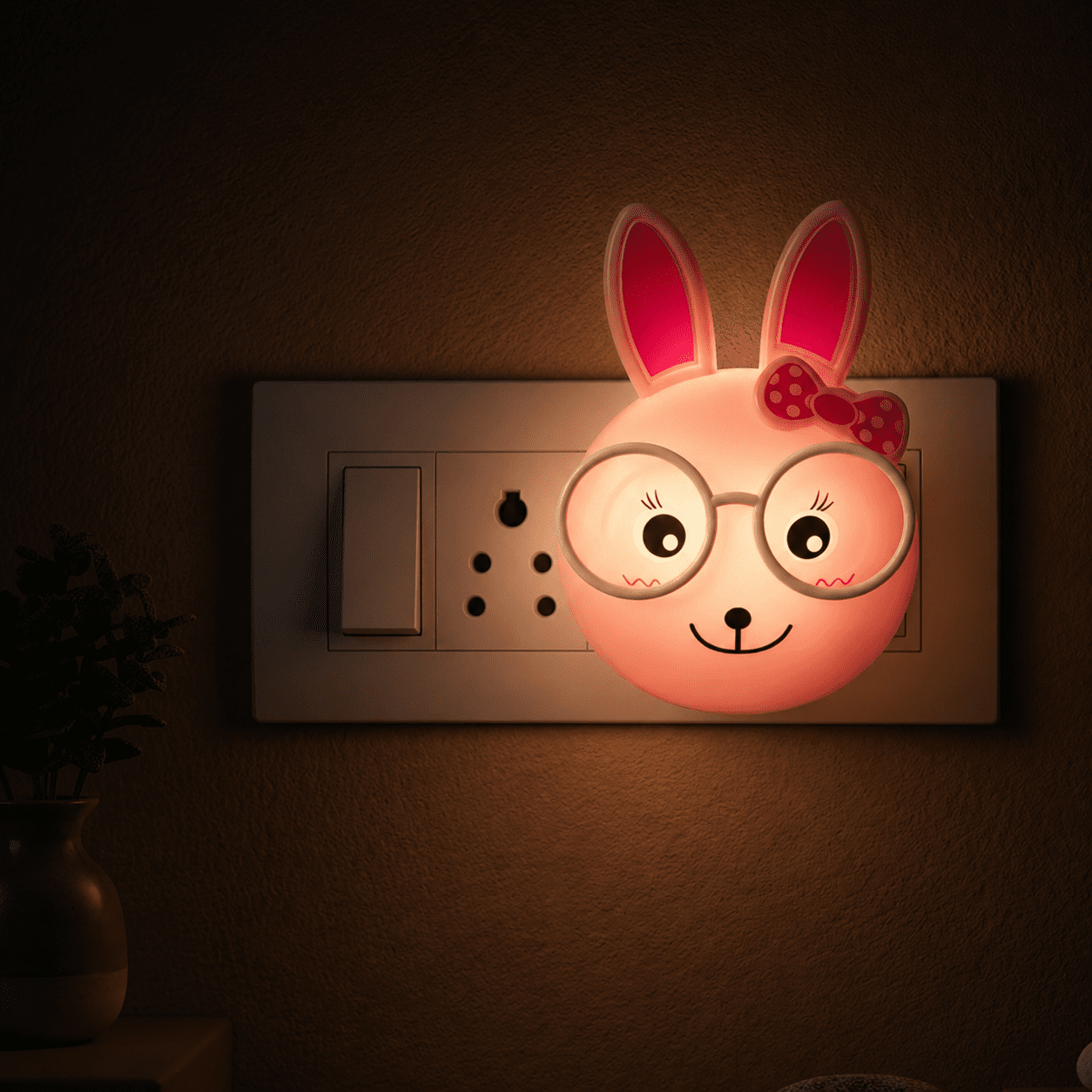 Rabbit Shape Lamp 2 Watt Automatic Night Sensor Rabbit Lamp Kids Favourite Birthday & Party Return Gifts (Pink)