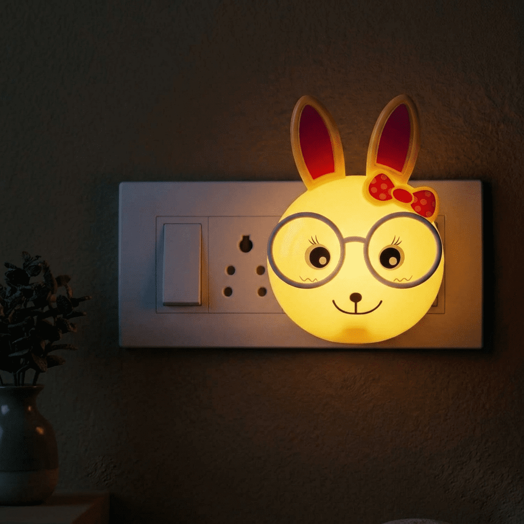 Rabbit Shape Lamp 2 Watt Automatic Night Sensor Rabbit Lamp Kids Favourite Birthday & Party Return Gifts (Yellow)