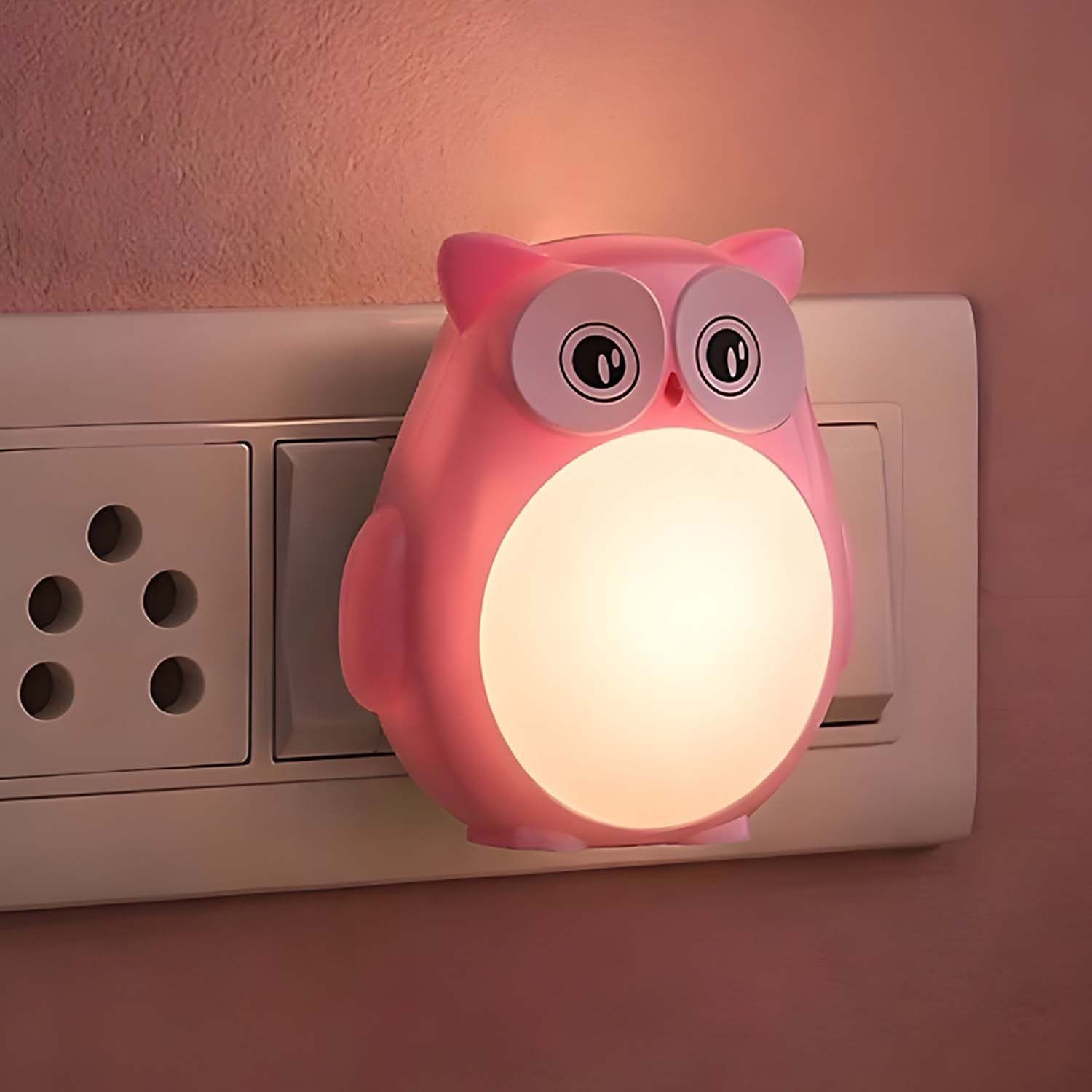 Plastic Owl Night Light for Baby Nursing Kids Favourite Birthday Party Return Gifts, Assorted Color (Pack of 1)