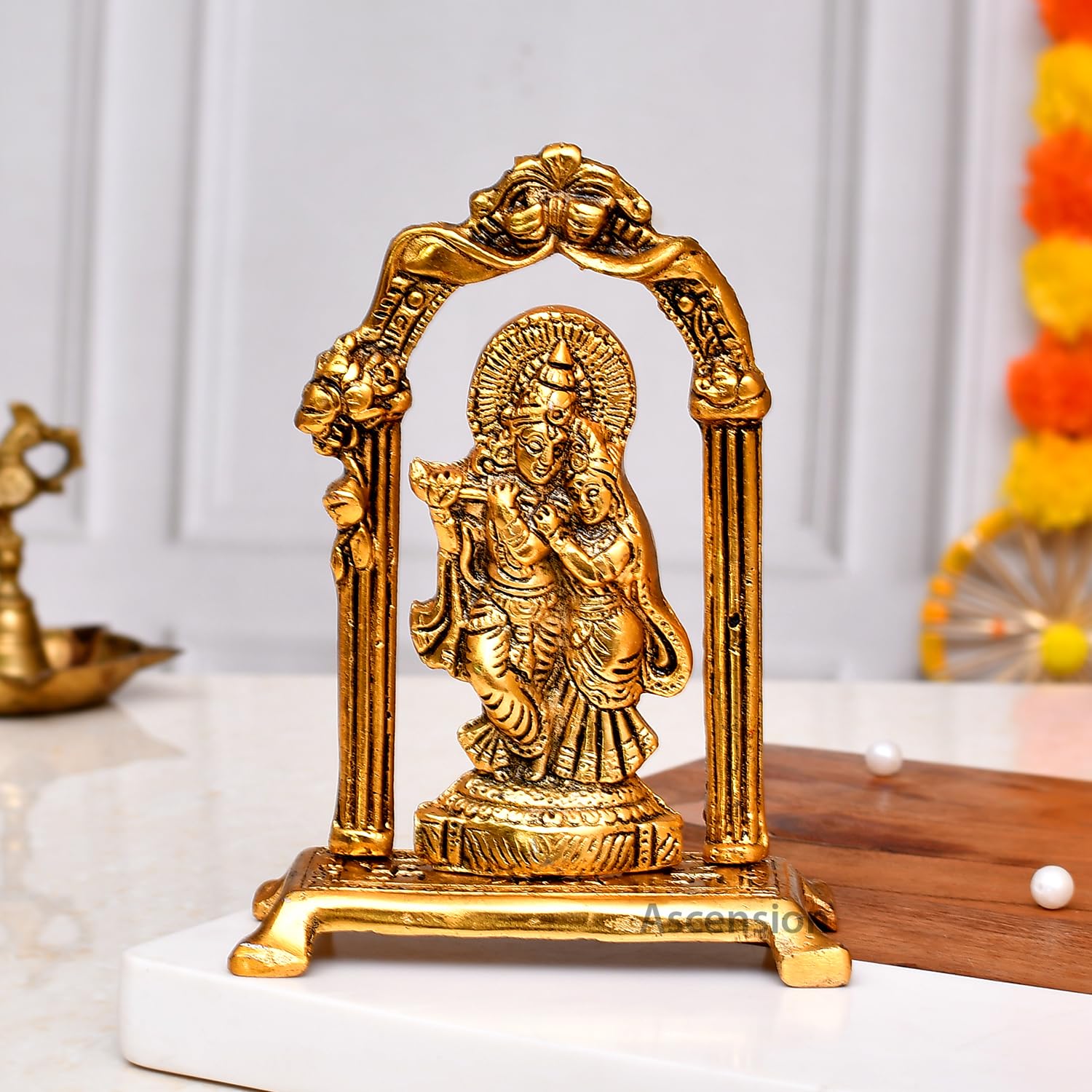 Metal radha krishna radha krishna idol showpieces krishna idol radha krishna murti decorative showpiece metal radha krishna for home décor metal radha krishna with peacock design diya showpiece for home decor antique home decor