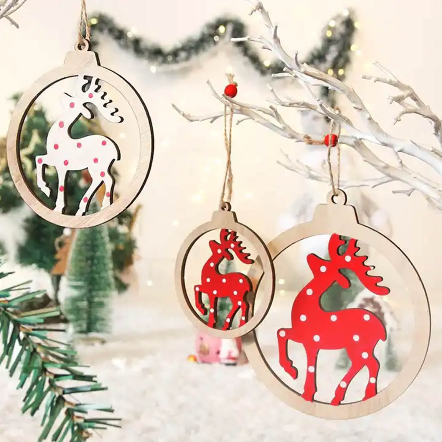 3pcs Christmas Wooden Xmas Tree hanging