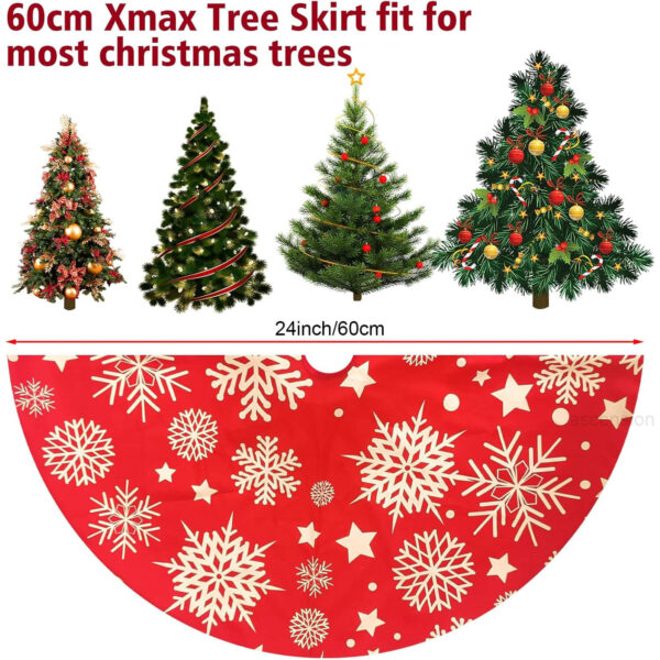 24Inch Christmas Tree Skirt Velvet Double Layered Tree Skirt for Christmas Xmas Tree Decoration