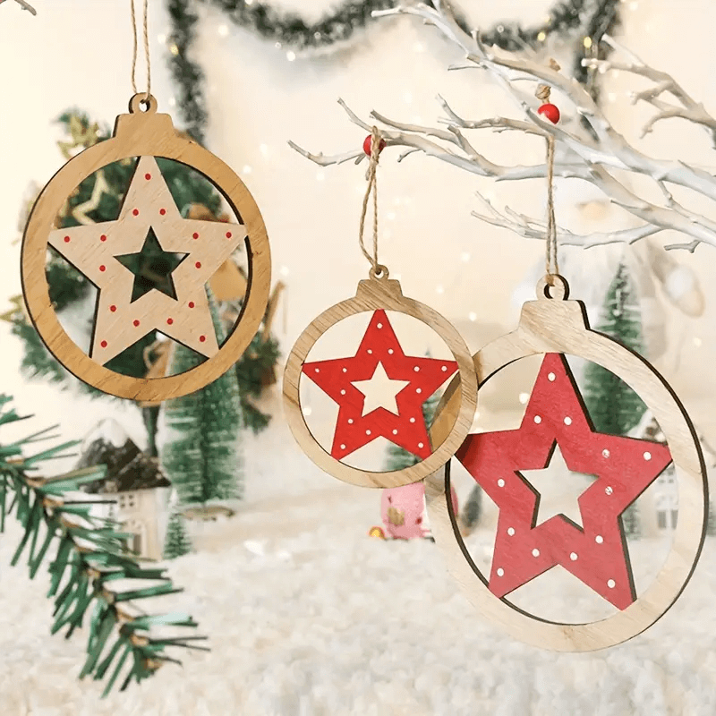 Christmas Wooden Star Cutout Hanging for Christmas Decoration