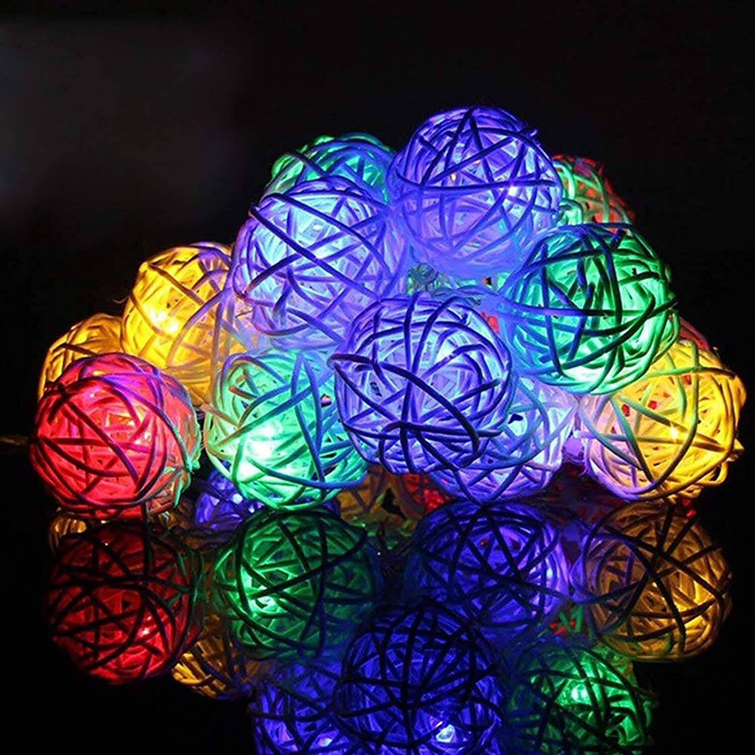 Rattan Balls String Lights