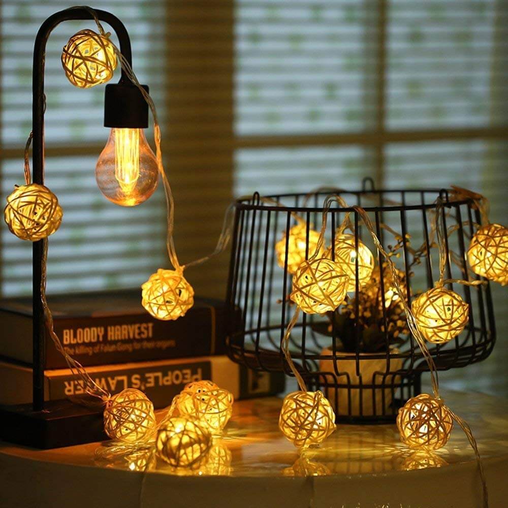 Rattan Balls String Lights