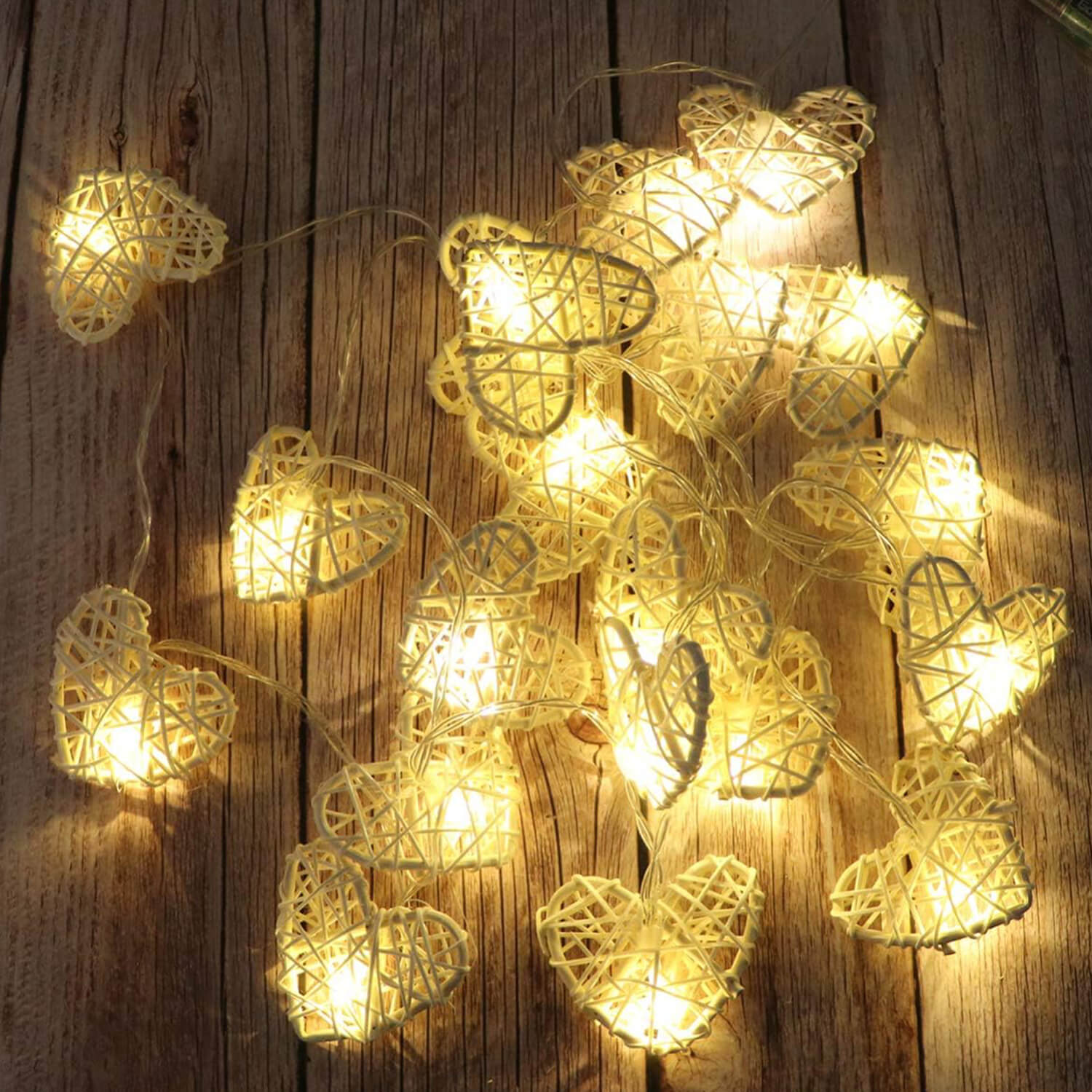 Rattan Heart String Lights