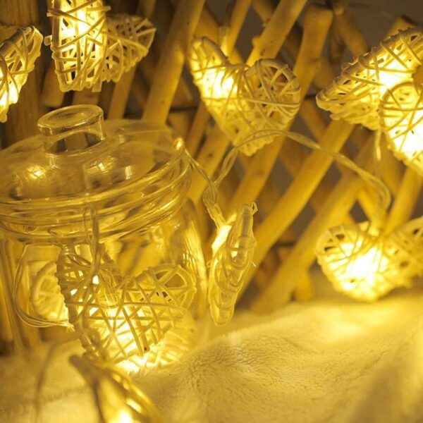 Rattan Heart String Lights