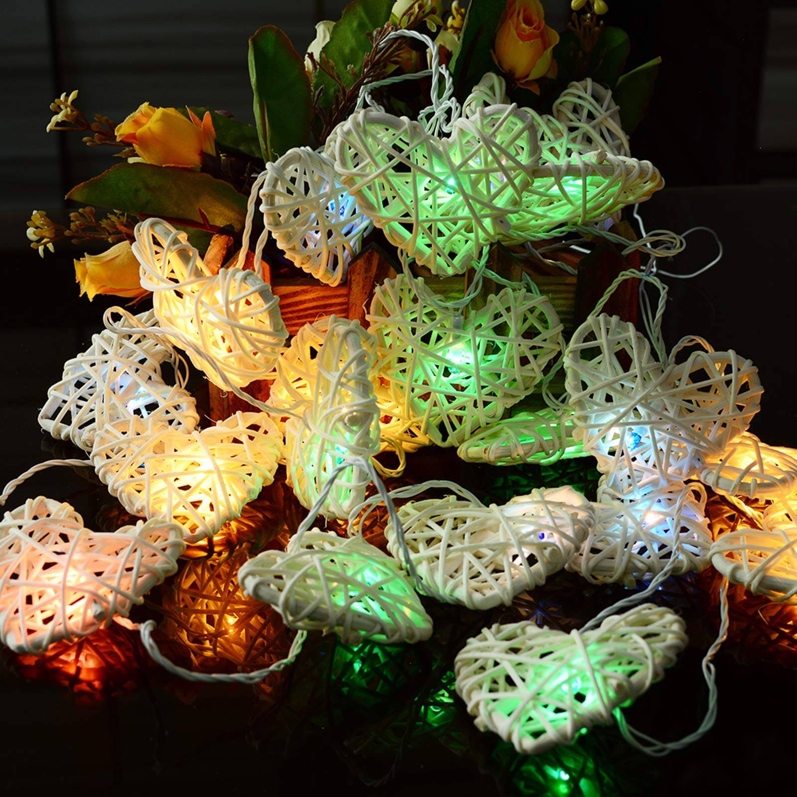 Rattan Heart String Lights