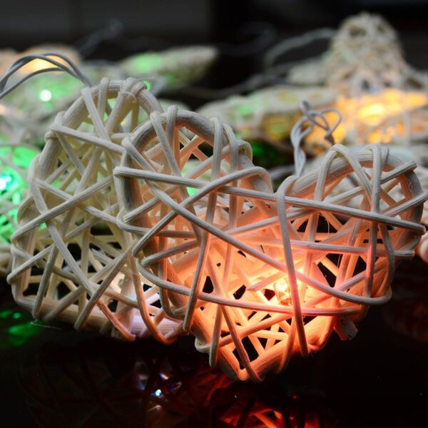 Rattan Heart String Lights