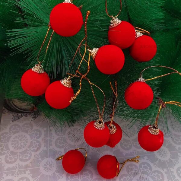 Small Mini Red Velvet Artificial Balls for Christmas Tree Decoration