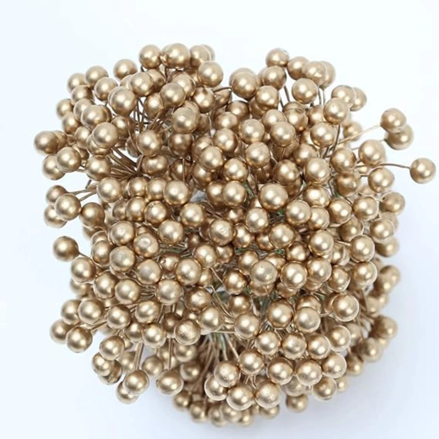 ascension Artificial Holly Berries, 10 mm Fake Berries Decor on Wire for Christmas Tree Decorations Flower Wreath DIY Craft Use (Golden)