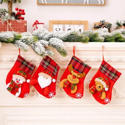 Stockings Socks for Door Wall Hanging Candy Bag Hanging Ornaments for Xmas Christmas Party Decoration