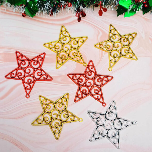 Set of 6 Pcs Xmas Christmas Tree Hangings Stars Ornaments